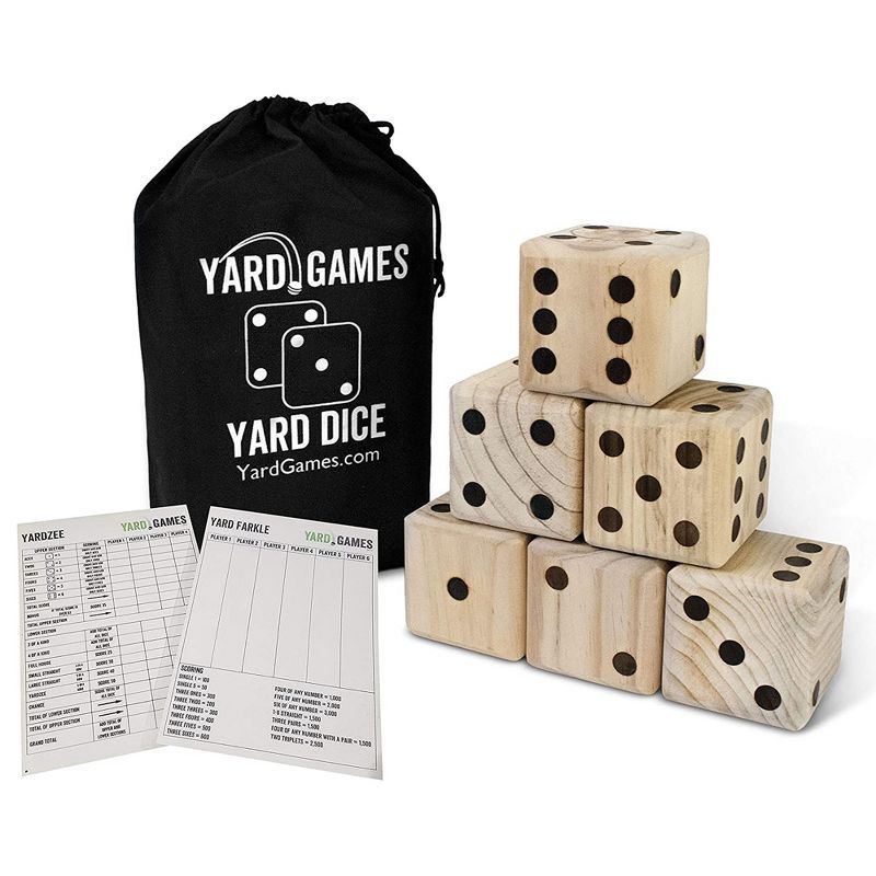 YardGames 3.5 Inch Giant Outdoor Indoor Hand Sanded Wooden Dice Set with Laminated Scorecards and... | Target