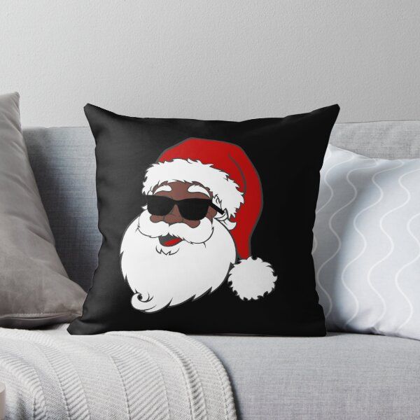 African American Santa Claus , Black Santa Gift,Pajamas Christmas, Funny Xmas Gift Throw Pillow | Redbubble (US)