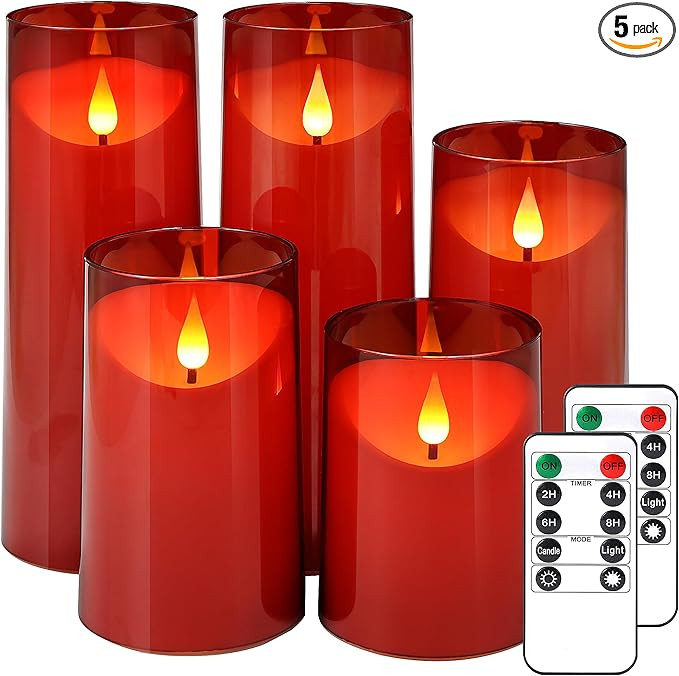NURADA Flameless Candles, Acrylic LED Pillar Candles Battery Operated with Remote and Timer for R... | Amazon (US)