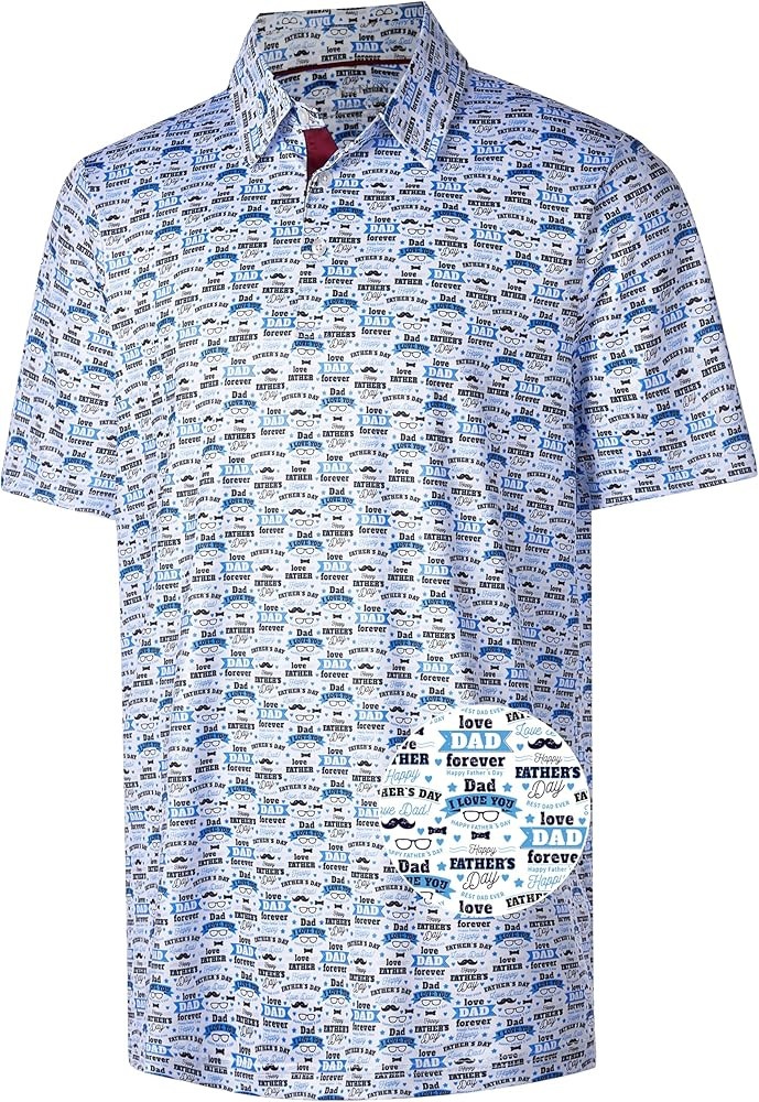 Mens Golf Shirt Moisture Wicking Dry Fit Print Performance Short Sleeve Polo Shirts for Men | Amazon (US)