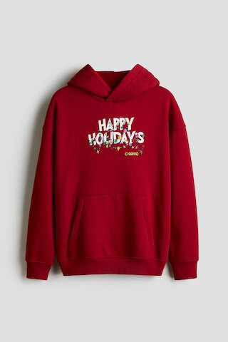 H & M - Printed Hoodie - Red | H&M (US + CA)
