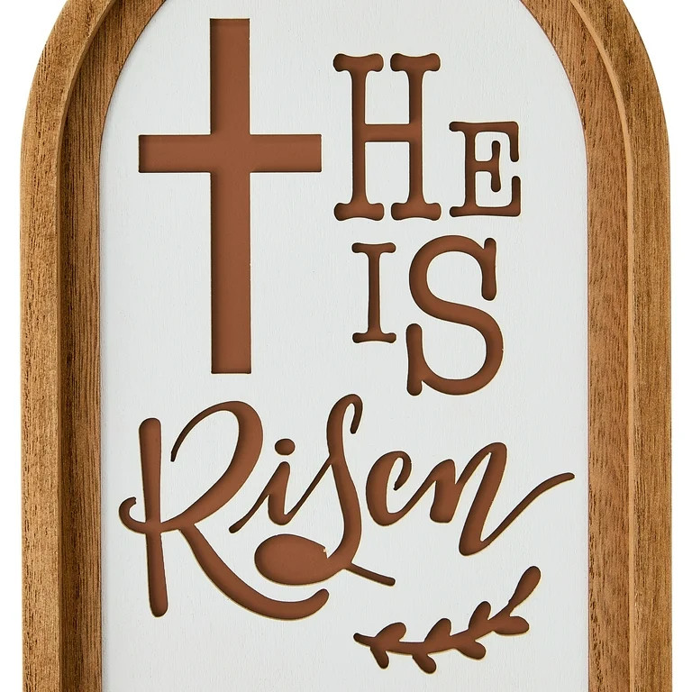 He Is Risen Decorative Hanging Sign, Brown and White, 12" x 8", Easter by Way To Celebrate | Walmart (US)