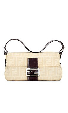 FWRD Renew Fendi Zucca Mama Baguette Shoulder Bag in Cream from Revolve.com | Revolve Clothing (Global)