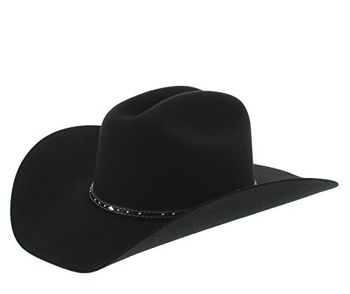 Justin Men’s Hills Hat - 2X 100% Wool Collection - Features Leather Band with Metal Conchos - Cattleman Crease Crown - 4” Brim - Black - 6 3/4 | Amazon (US)
