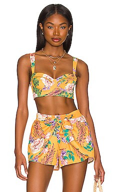 Agua Bendita x REVOLVE Pasiflora Top in Mango Floral from Revolve.com | Revolve Clothing (Global)
