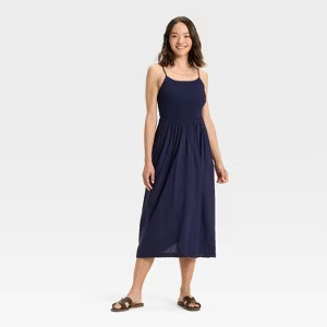Women's Smocked V-Waist Midi Dress - A New Day™ | Target