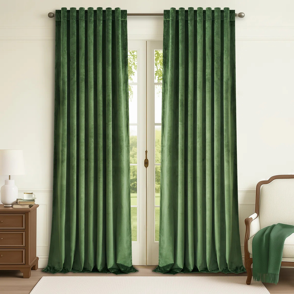 Ike Velvet 100% Blackout Curtains with Back Tab Hooks, Thermal Insulated Drapes (Set of 2) | Wayfair North America