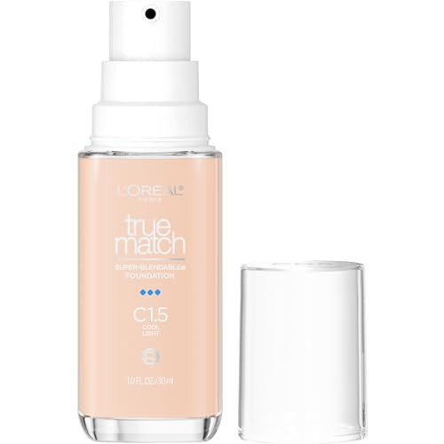 L’Oréal Paris True Match Super-Blendable Foundation, Medium Coverage Liquid Foundation Makeup, C1.5, Light, 1 Fl Oz | Amazon (US)
