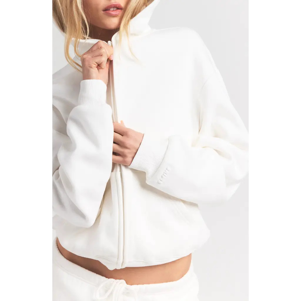 SKIMS Cotton Fleece Blend Classic Zip-Up Hoodie in Marble at Nordstrom, Size 4X | Nordstrom