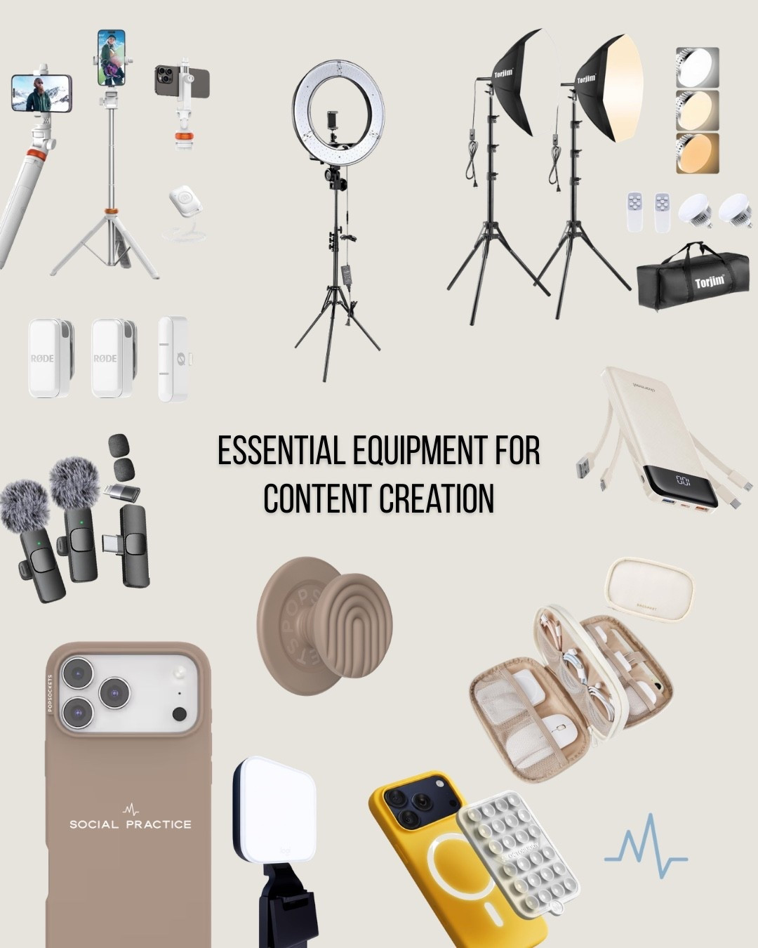 Both me & my team have been testing equipment for creating the best social content since 2019, and this is exactly what works!

These 13 items are everything you need to start creating high-quality, professional-looking content that elevates your brand + sets you apart on social.

We're talking the best lighting, crystal-clear sound, and those perfect angles that make every video look like it was shot by a pro. 🔥

These ar our tried-and-true favorites that deliver exceptional results every time we hit record. Your content is about to look SO good!

