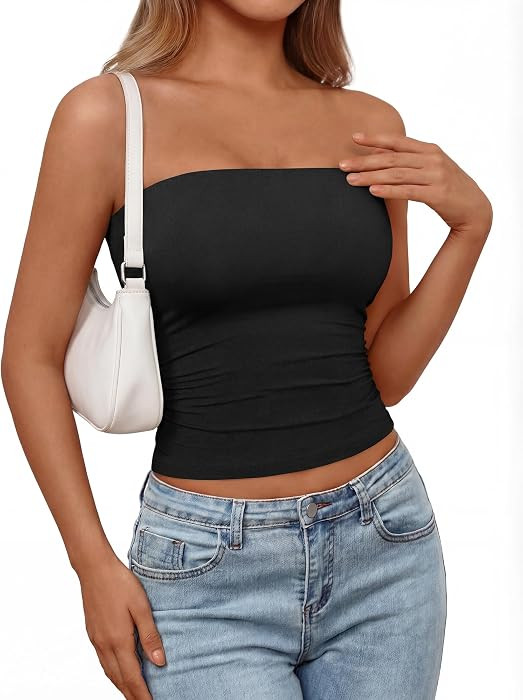PRETTYGARDEN Womens Tube Top Summer Strapless Bandeau Tops | Amazon (US)
