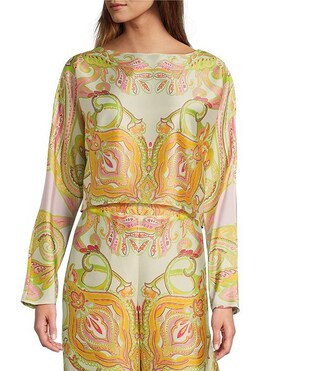 Coordinating Blyss Boat Neck Long Sleeve Blouse | Dillard's