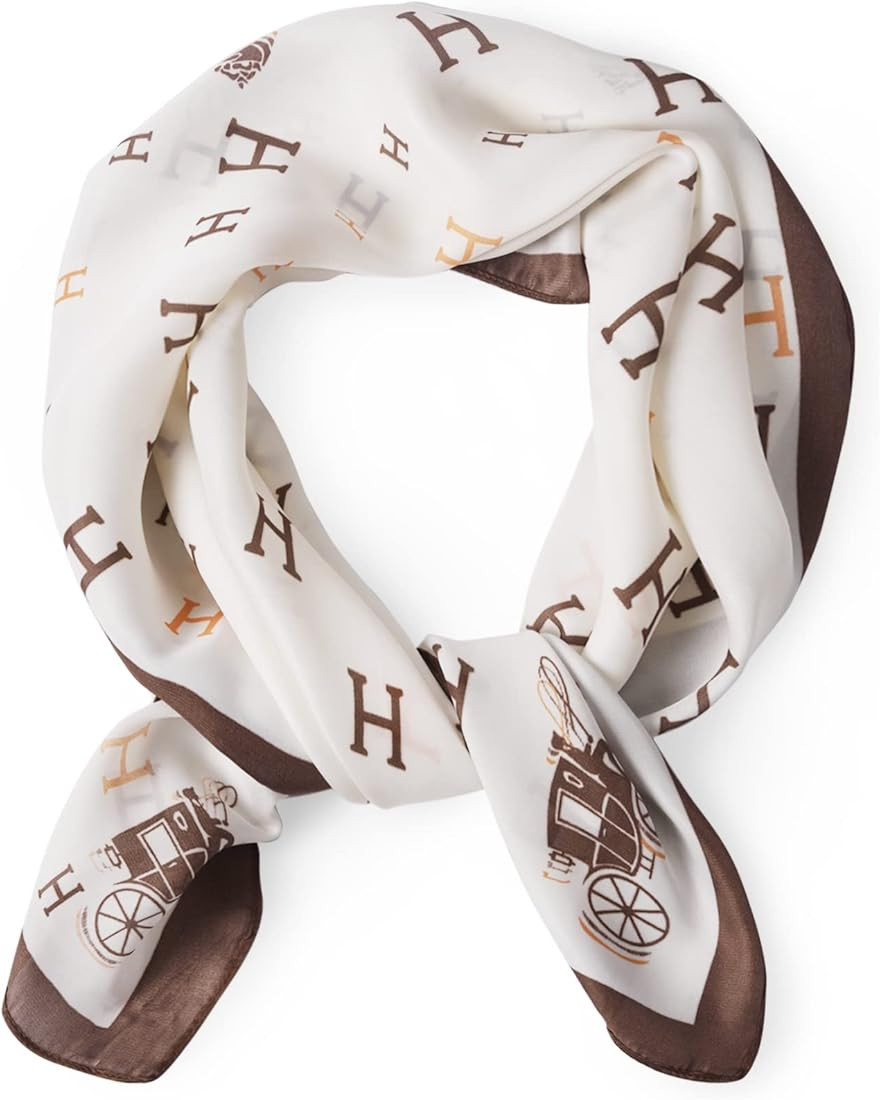 EXTREE Women's Fashion Classic Silk Striped Square Scarf | Amazon (US)