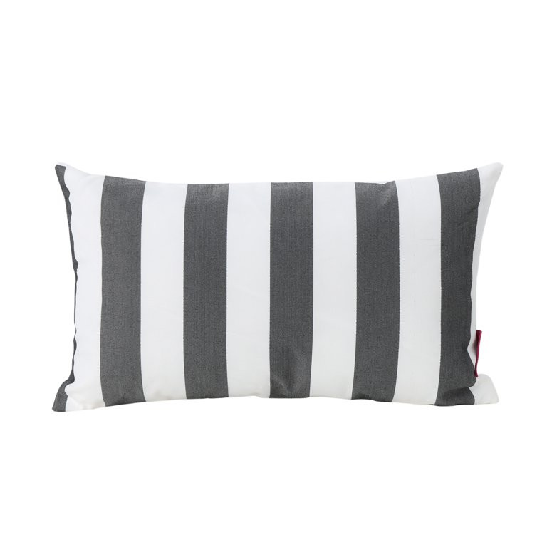 GDF Studio Coronado Outdoor Water Resistant Rectangular Throw Pillow, Black and White Stripe | Walmart (US)