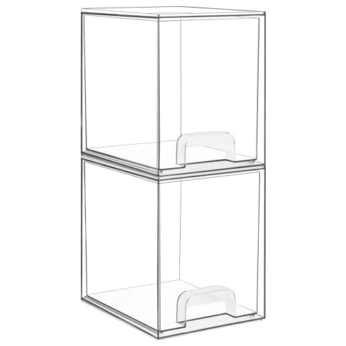 Vtopmart 7.6" H Clear Stackable Storage Drawers, 2 Pack Plastic Organizers Bins for Skincare, Cosmetics,Beauty Supplies,Ideal for Vanity, Bathroom,Kitchen Countertop,Cabinet Organization | Amazon (US)