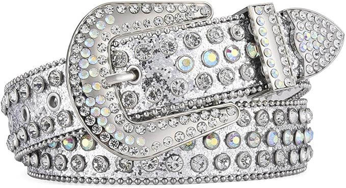 Rhinestone Belt Western Cowboy Cowgirl bb Belts Bling Glitter y2k Studded Waist Belt for Jeans Pl... | Amazon (US)