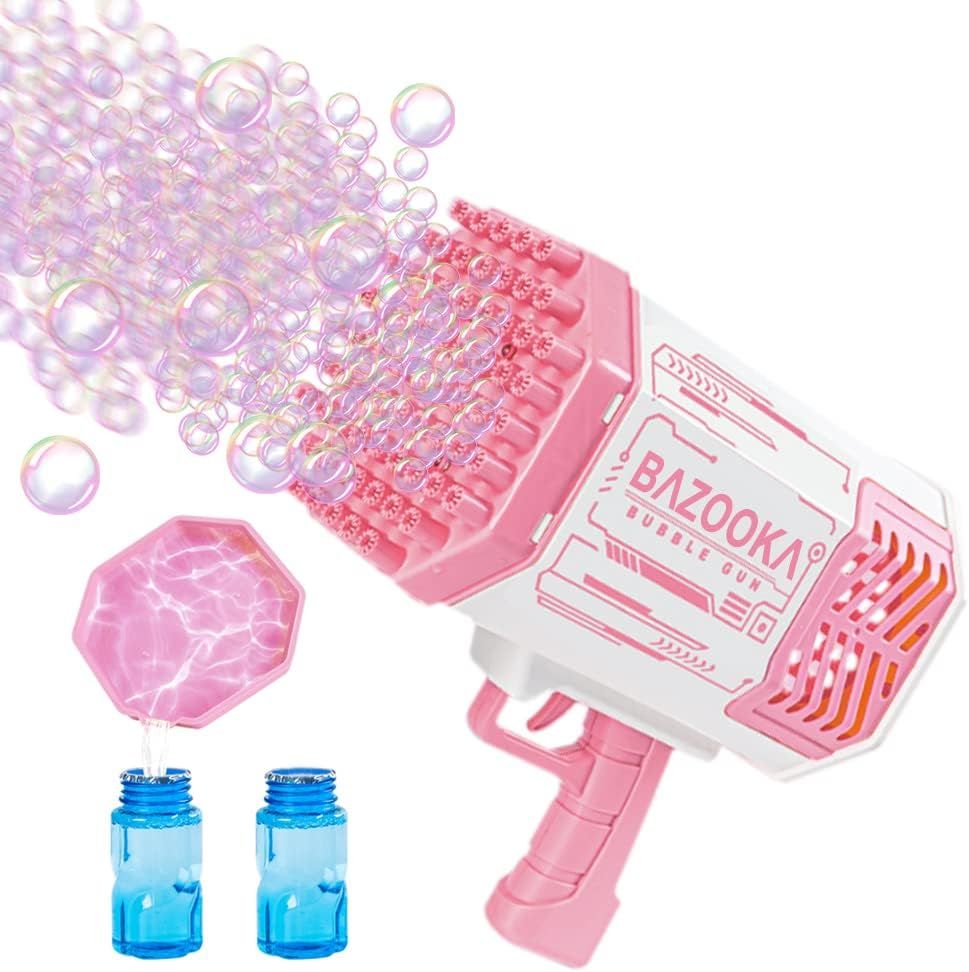 Bubble Machine Guns, Bubble Guns with Light, Bubble Solution, 69 Holes Bubbles Machine for Kids A... | Amazon (US)