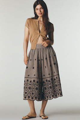 Maeve Skirty Embroidered Culotte Pants | Anthropologie (US)