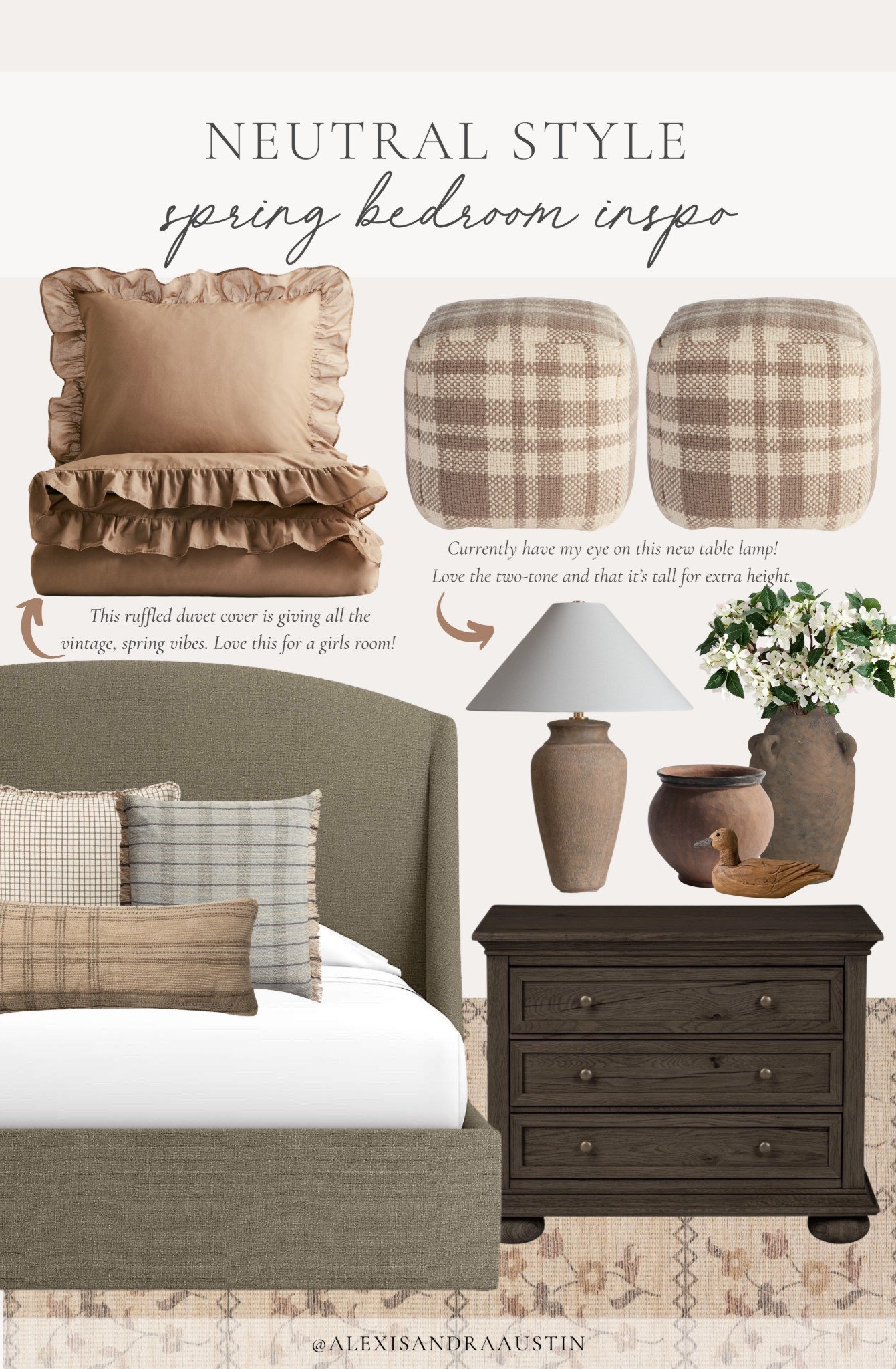 Timeless, collected spring bedroom inspo! From my favorite throw pillows to classic details, rounding up all the things to elevate any bedroom space.

Home finds, neutral home inspo, bedroom refresh, furniture favorites, upholstered bed frame, ottoman details, table lamp, nightstand inspo, faux florals, spring refresh, vase favorites, ruffle duvet, cozy throw pillow, neutral area rug, vase details, 

#LTKSeasonal #LTKHome