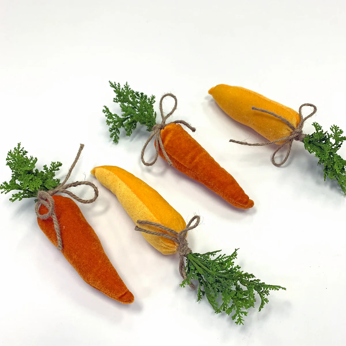 2-Tone Orange Farmhouse Lux Easter Plush Velvet Carrots - Set of Four | Darby Creek Trading