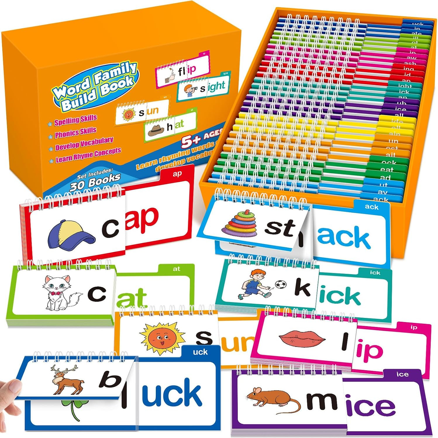 Phonics Flash Cards Word Family Build Book,Learn to Read 30 Read and Rhyme Flip Books,Sight Words... | Amazon (US)