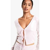 Womens Petite Sequin Tie Front Top - Pink - 6 | boohoo (US & Canada)