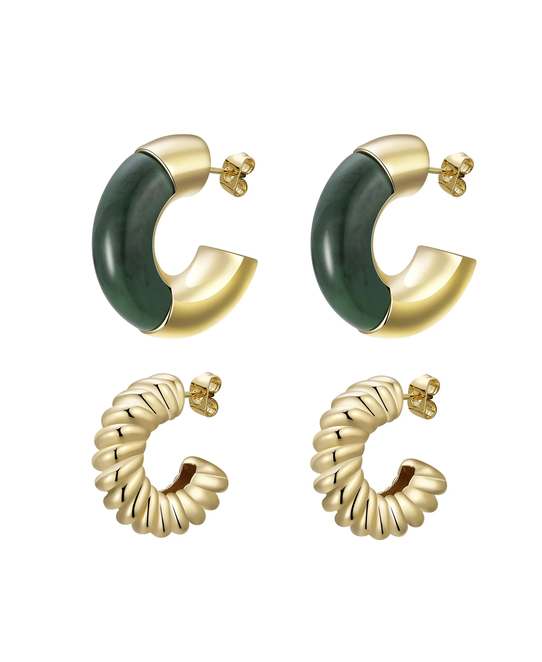 14Kt Gold Flash-Plated Green Resin Hoop Set | Walmart (US)