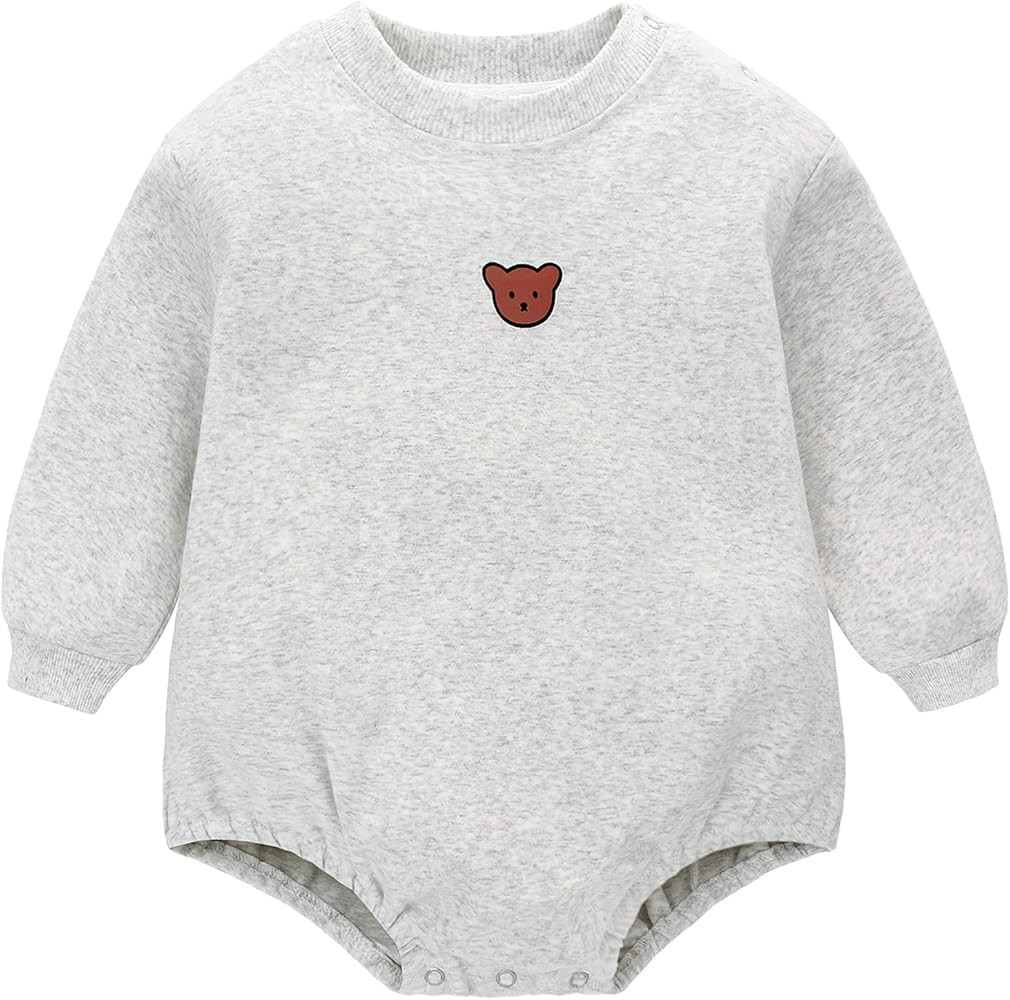 famuka Baby Romper Sweatshirt Cotton Spring Autumn Clothes Boys Girls One Piece Bodysuit | Amazon (US)