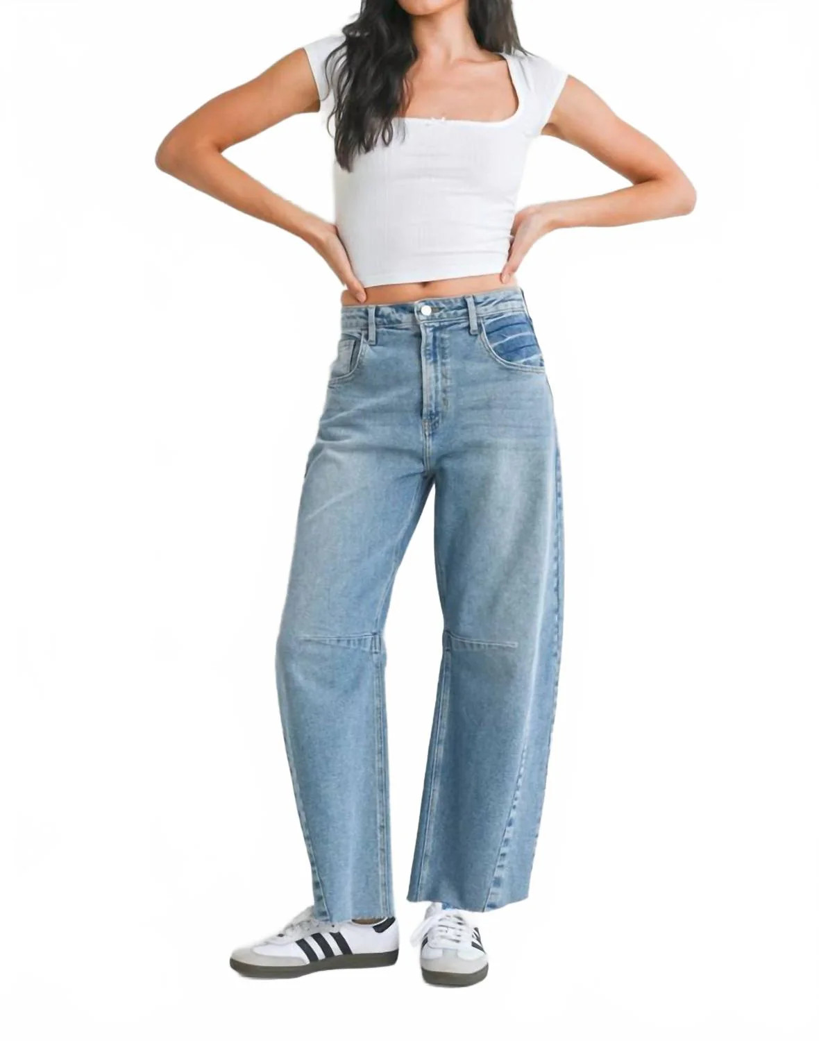 Billie Barrel Leg Jeans In Light Denim | Shop Simon