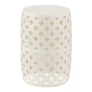 Chalk Metal Outdoor Patio Garden Stool | The Home Depot