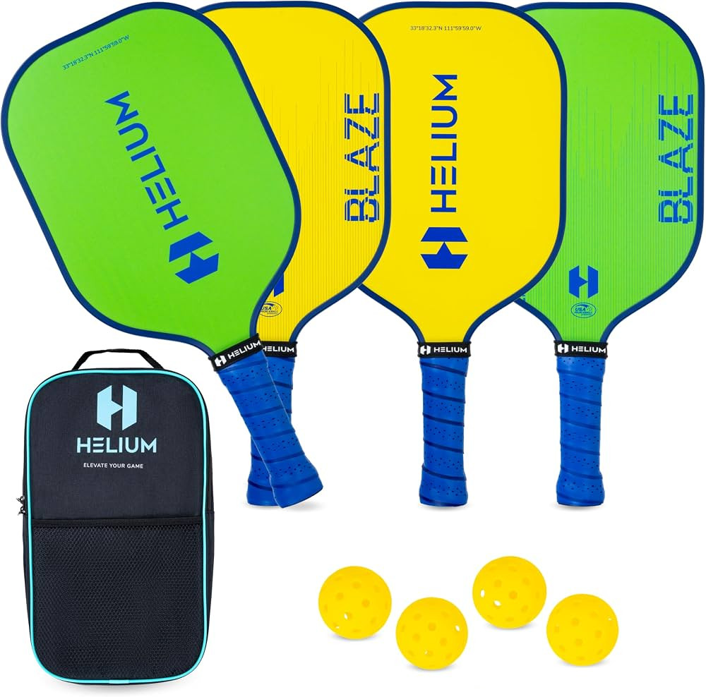 Helium Blaze Pickleball Paddles Set of 4 - USAPA Certified - Graphite Fiberglass Surface, Lightwe... | Amazon (US)