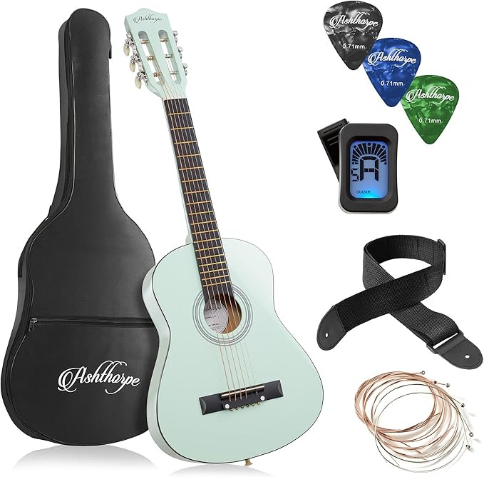 Ashthorpe 30-inch Beginner Acoustic Guitar Package (Mint Green), Basic Starter Kit w/Gig Bag, Str... | Amazon (US)