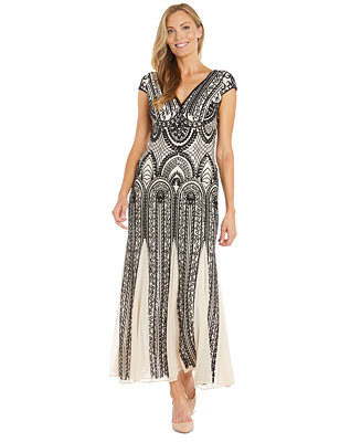 R & M Richards Women's Sequin-Design Cap-Sleeve Gown - Macy's | Macy's