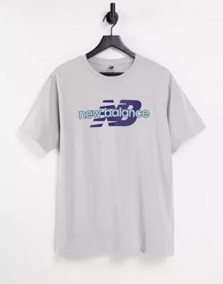 New Balance large logo t-shirt in grey and teal - exclusive to ASOS | ASOS (Global)