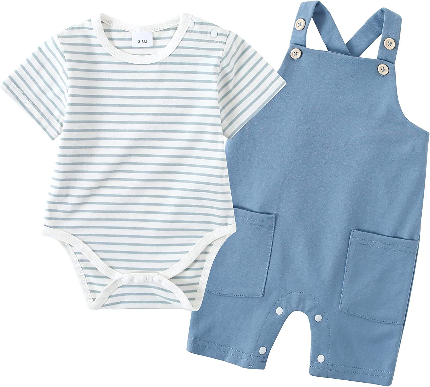 YALLET Newborn Baby Boy Clothes Infant Boy Outfits 3 6 12 18 Months Romper+Bib Suspender Shorts S... | Amazon (US)