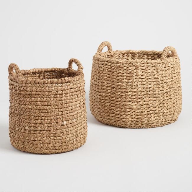 Natural Hyacinth Braided Leila Tote Basket | World Market