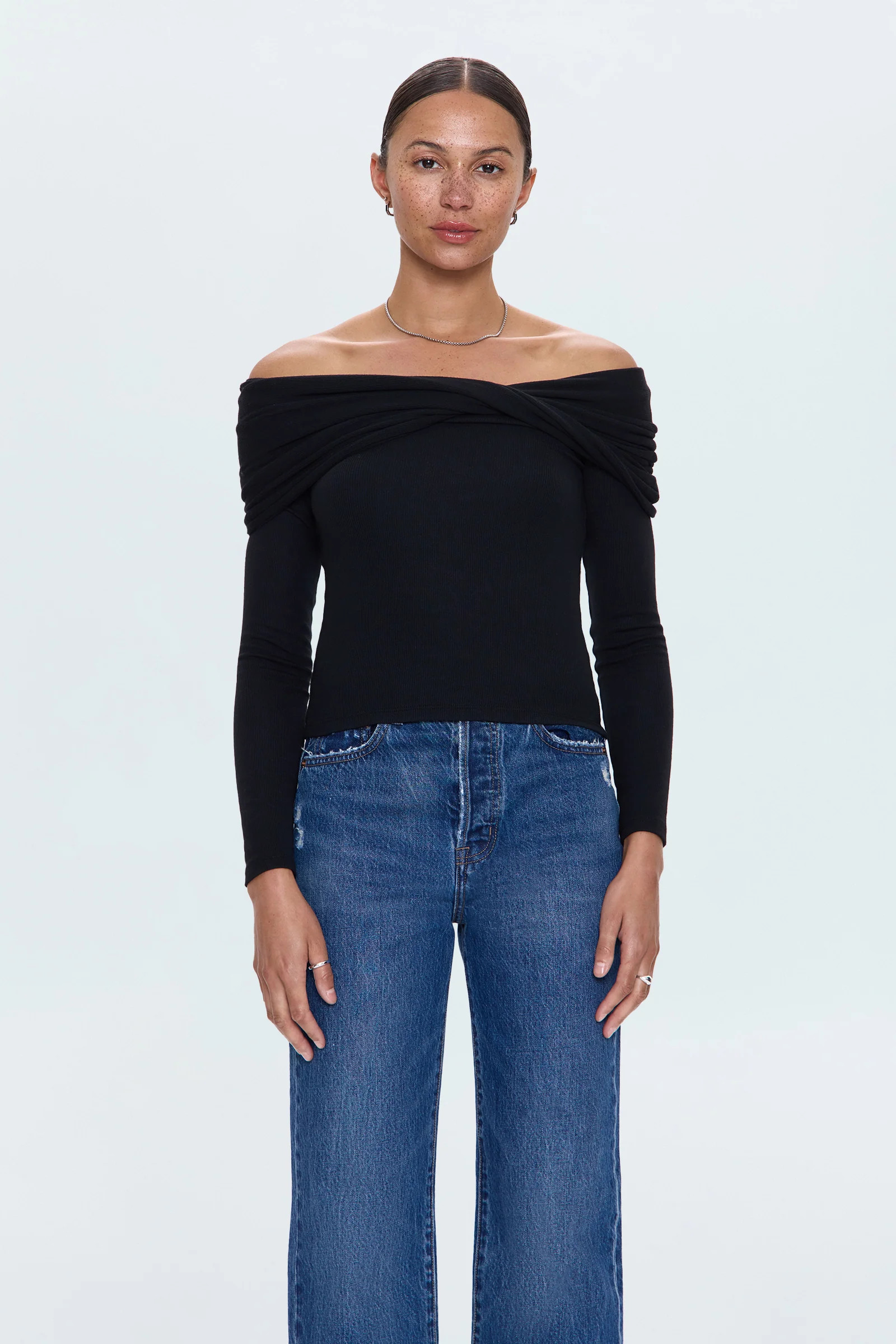 Lyra Off The Shoulder Top - Noir | Pistola Denim