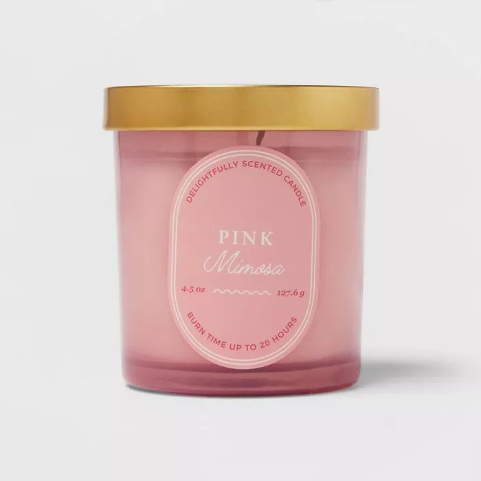 4.5oz Lidded Glass Candle Pink Mimosa - Threshold&#8482; | Target