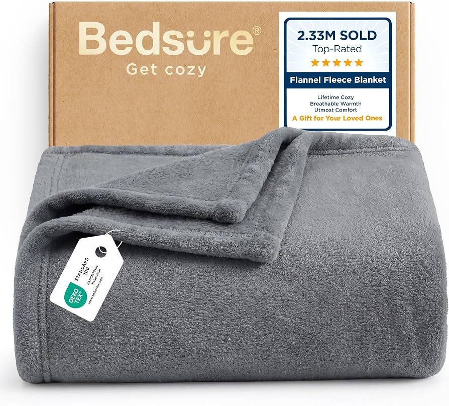 Bedsure Soft Fleece Throw Blanket for Couch Grey - Lightweight Fuzzy Cozy Halloween Decorations B... | Amazon (US)