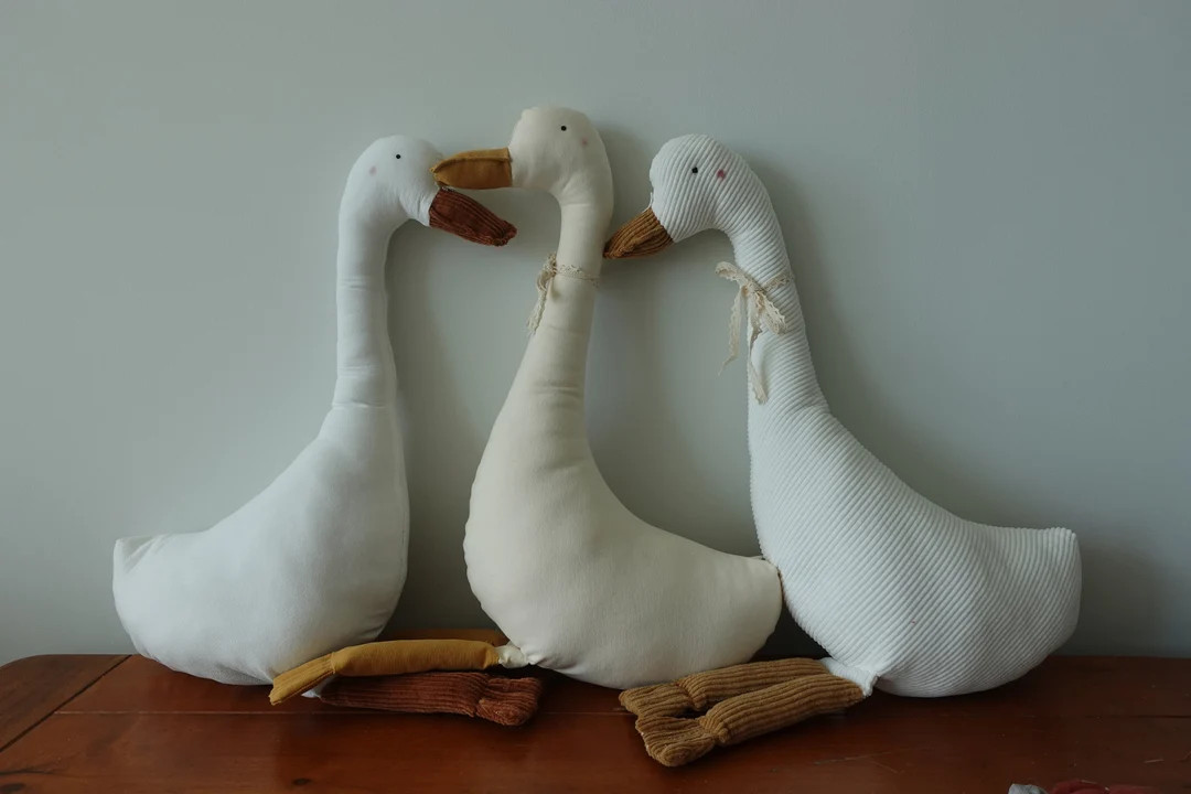 Handmade stuffed cotton/corduroy white goose toy | Etsy (US)