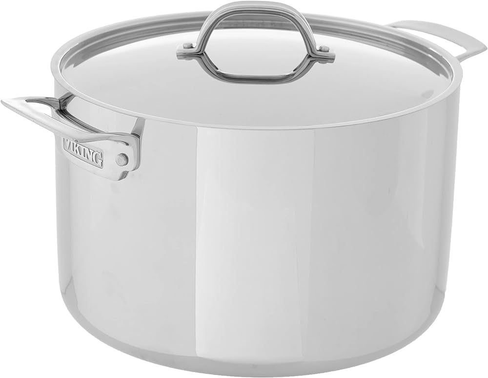 Viking Culinary 3-Ply Stainless Steel Stock Pot, 12 Quart, Includes Metal Lid, Dishwasher, Oven S... | Amazon (US)