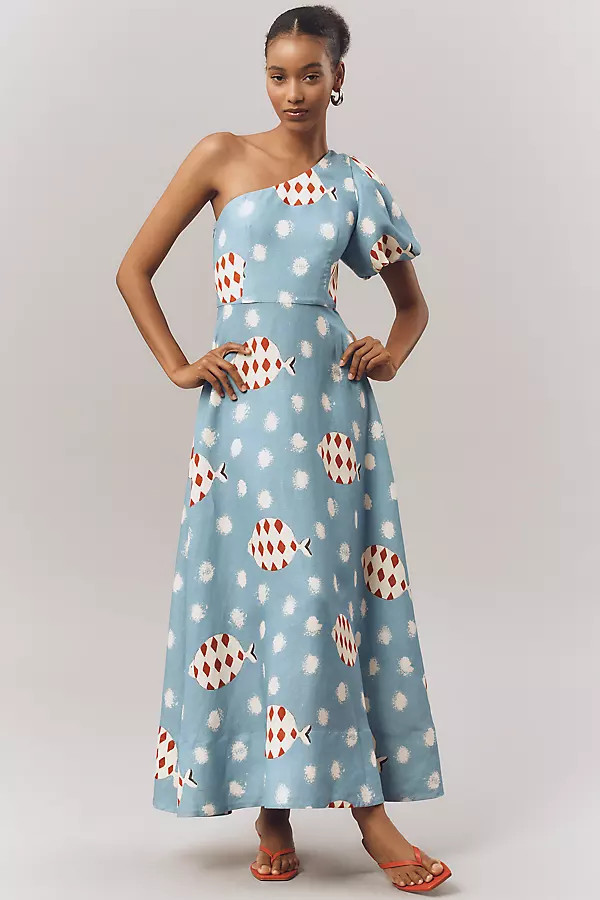 Hunter Bell Carmen Linen Blend Midi Dress | Anthropologie (US)