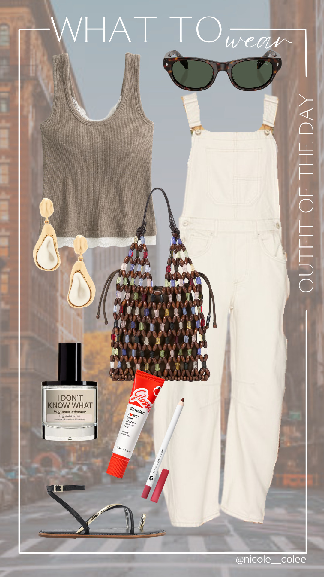 OOTD of the day 🤍✨

Easy, effortless, and elevated... exactly how I like to get dressed.

I paired creamy overalls with a ribbed tank, minimalist sandals, statement earrings, and a woven bag for the perfect mix of casual and polished. Finished it off with my favorite fragrance and a swipe of Glossier because it's always the little details that pull a look together.

This is one of those outfits that works for brunch, errands, vacation, or wandering around your favorite town all day long.

Everything is linked in my LTK! 🤎

#LTKootd #LTKSummer #EverydayStyle #CasualChic #LTKFinds 

 #LTKdayinmylife #LTKgrwm #LTKootd
