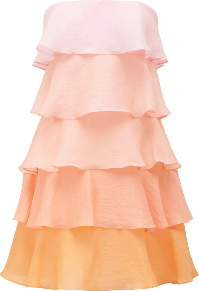 Ever New Cleo Ombré Ruffle Strapless Minidress | Nordstrom | Nordstrom