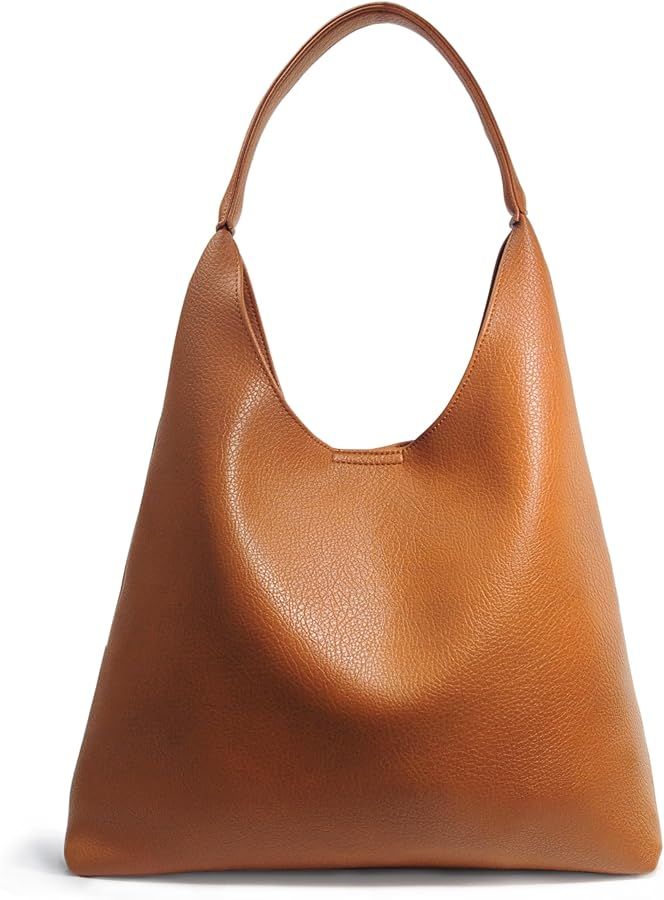 Hobo Bags for Women Soft Vegan Leather Shoulder Handbag Slouchy Tote Purses | Amazon (US)