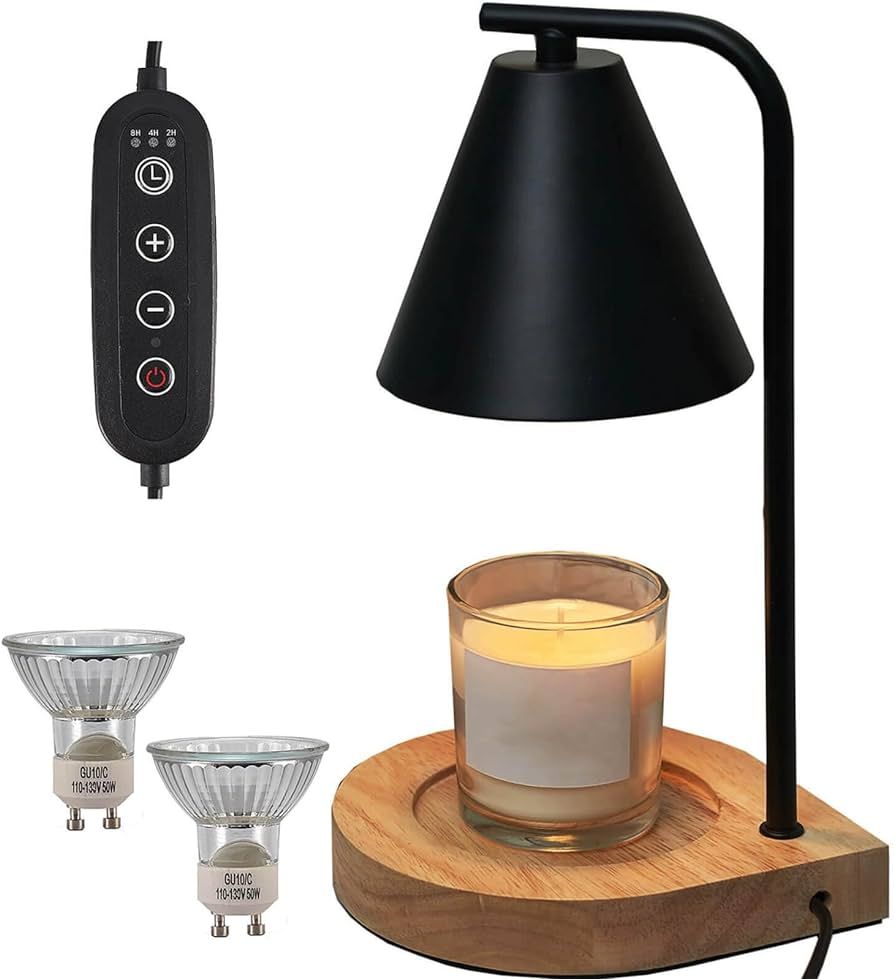 YODEWA Candle Warmer Lamp with Timer and Dimmer Wood Base, Farmhouse Electric Candle Lamps Warmer... | Amazon (US)
