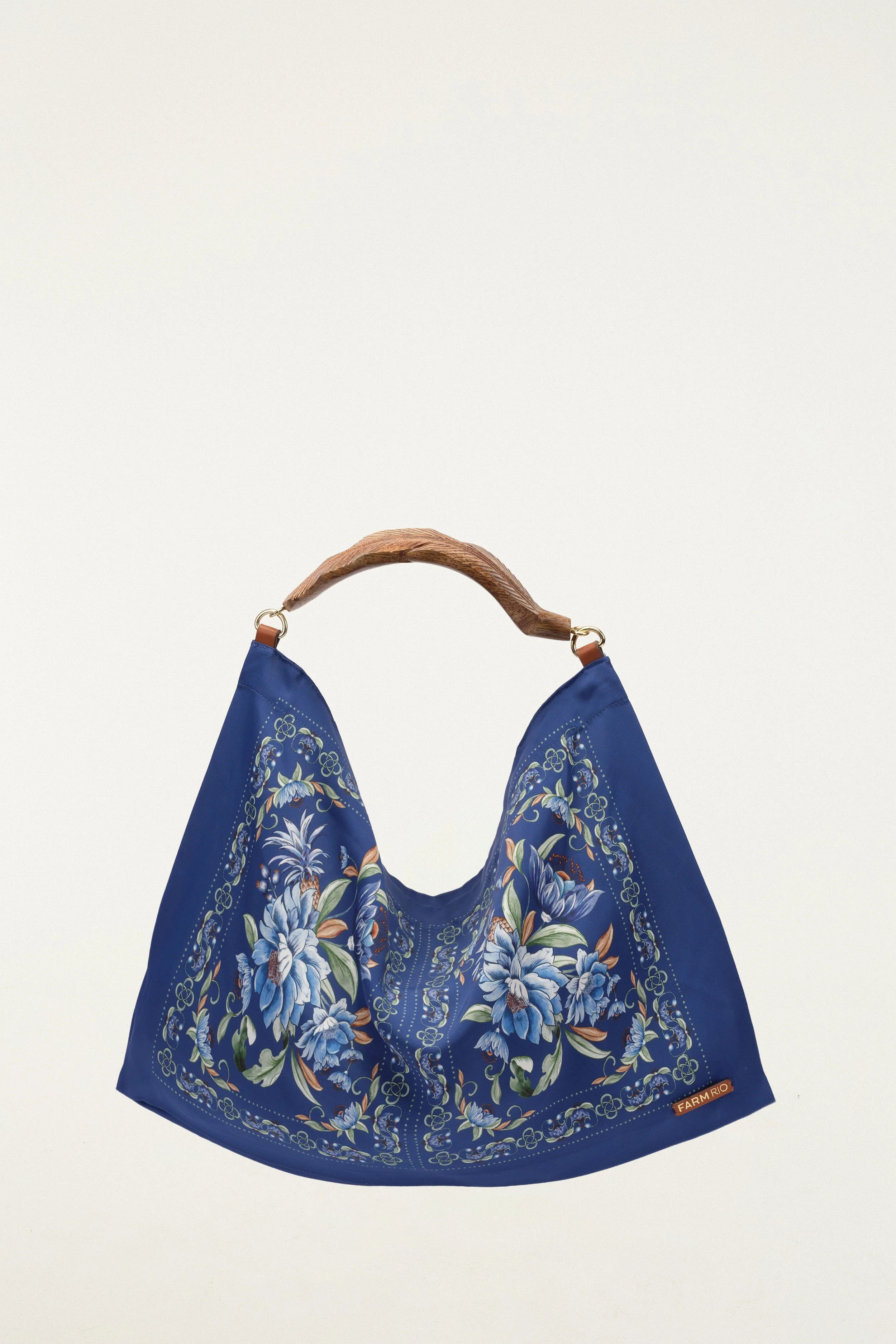 Blue Flowers Satin Small Scarf Bag | FarmRio (US)