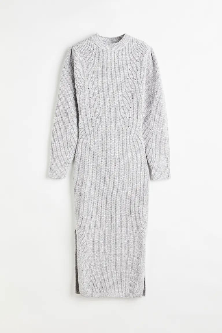 Puff-sleeved Rib-knit Dress | H&M (US + CA)