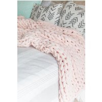 Pastel Pink Chunky Knit Blanket Wool Free Chunky Yarn Knitted Baby Blanket Chunky Blanket Baby Gift | Etsy (US)