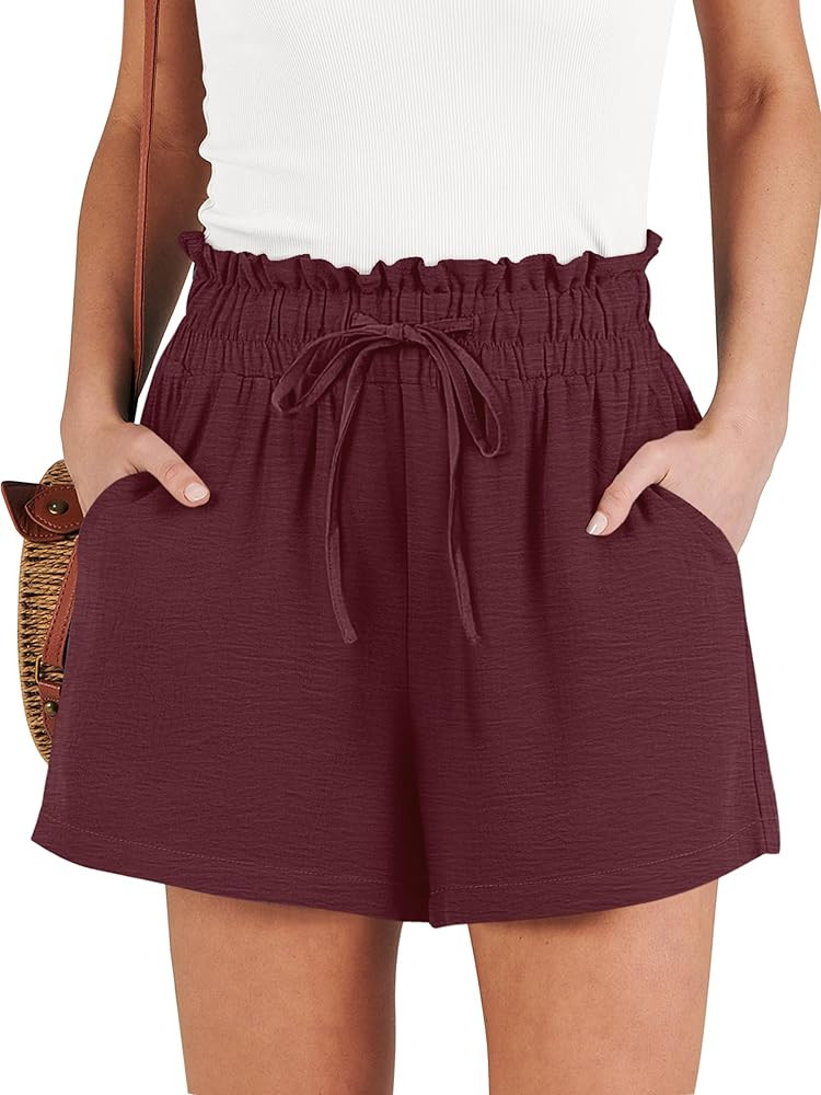 ANRABESS Shorts for Women Summer Casual High Waisted Wide Leg Drawstring Lounge Shorts Comfy 2026... | Amazon (US)